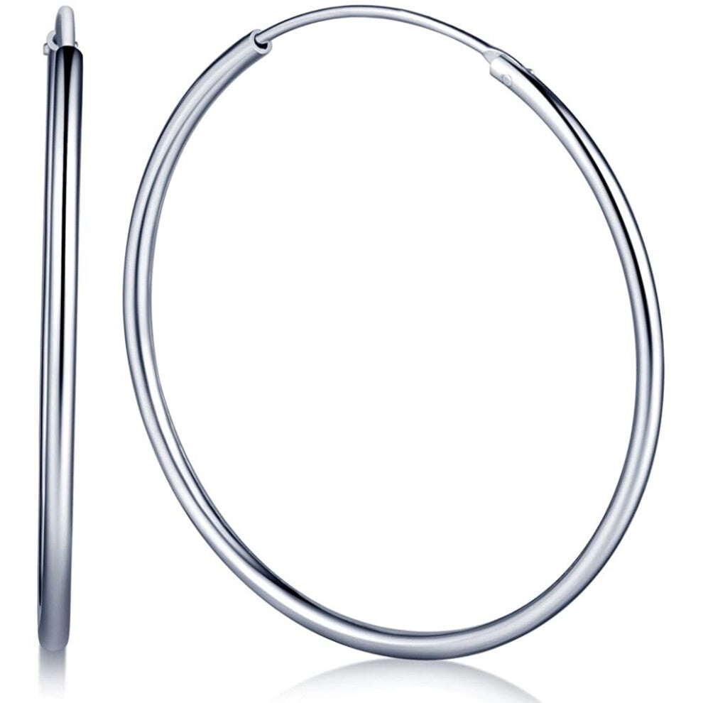 Infinite U Fashion 925 Sterling Silver 12-60mm Hoops Polished Round Hinged Sleeper Earrings for Women-Girls