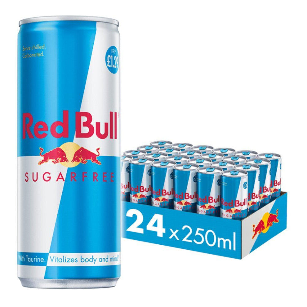 Red Bull Sugar Free 250ml Energy Drink - Carbonated, with Taurine, Vitalizes Body & Mind, Pack of 24