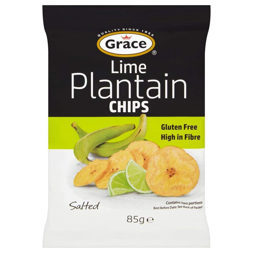 Grace Plantain Chips Lime 85g (Pack of 9)