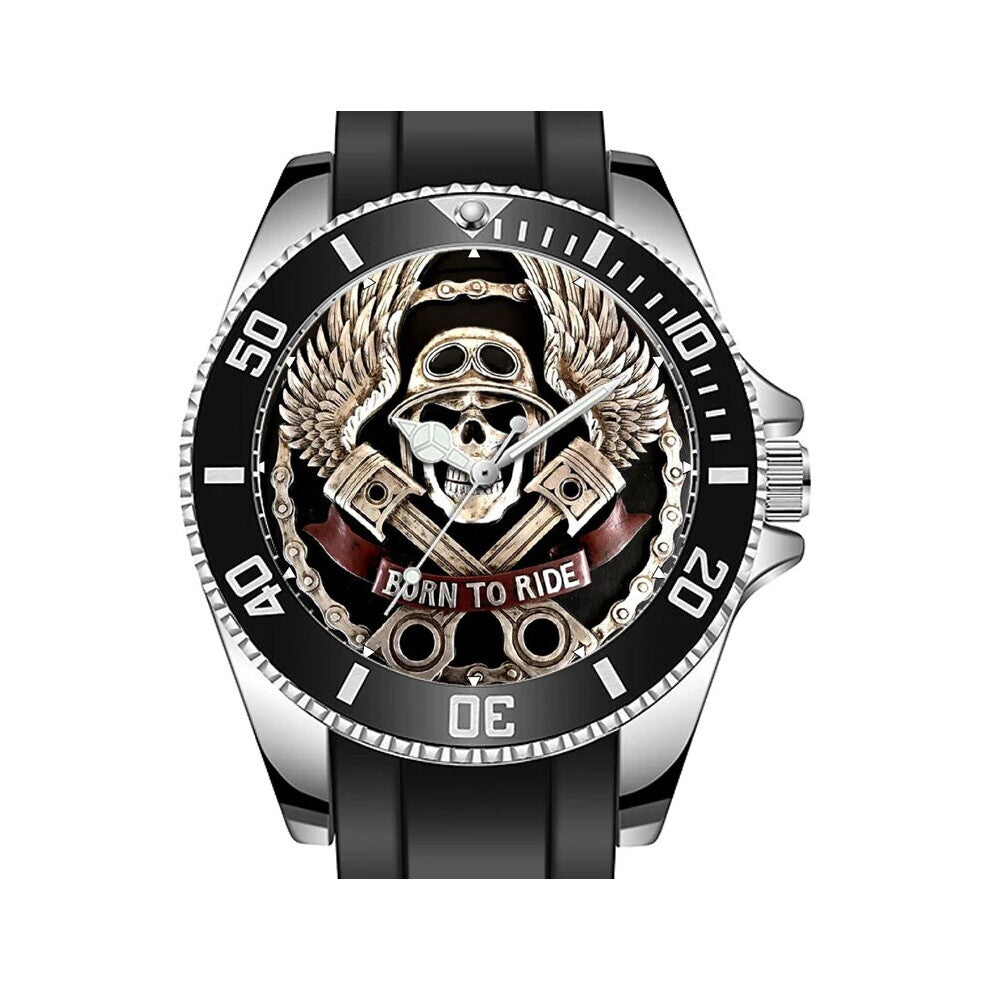 Born To Ride Punk Skull Motor biker Art Sporty Unique Stylish Wrist Watch