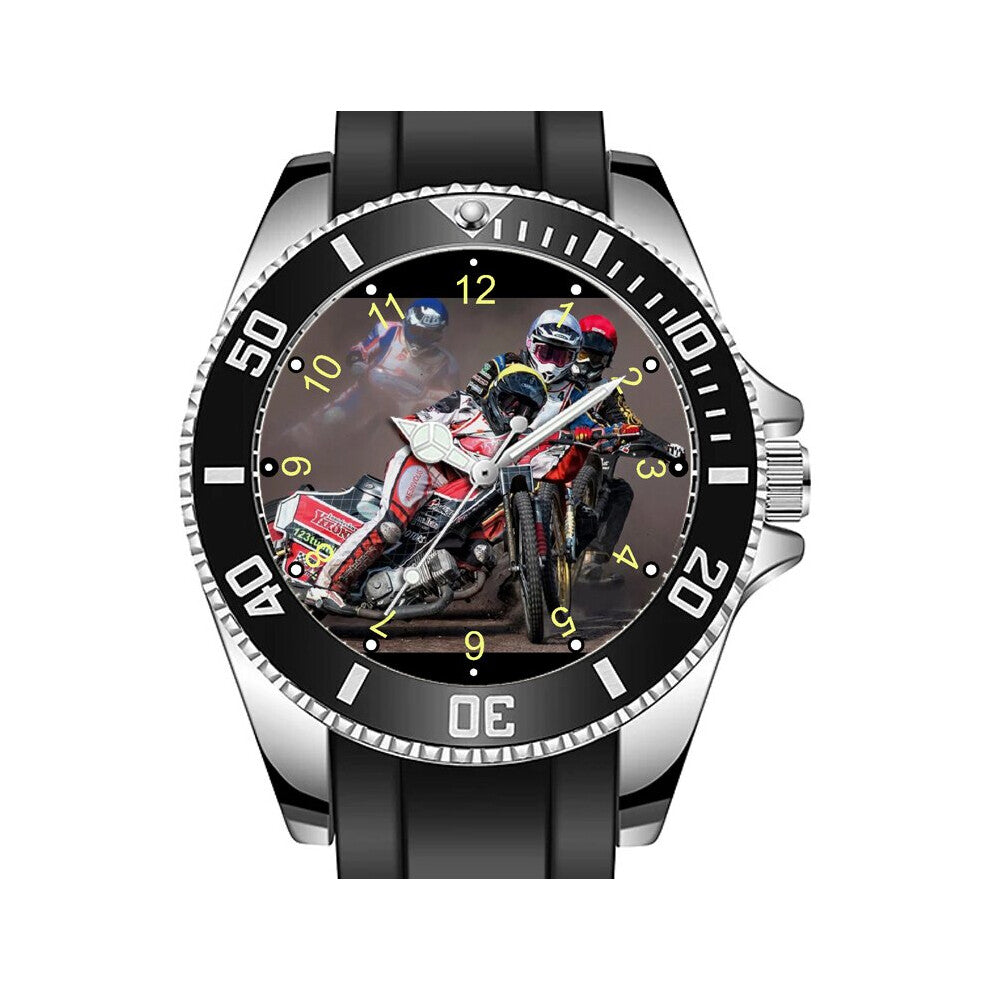 Moto Champ Dirt Biker Racer Winner Portrait Sporty Unique Stylish Wrist Watch