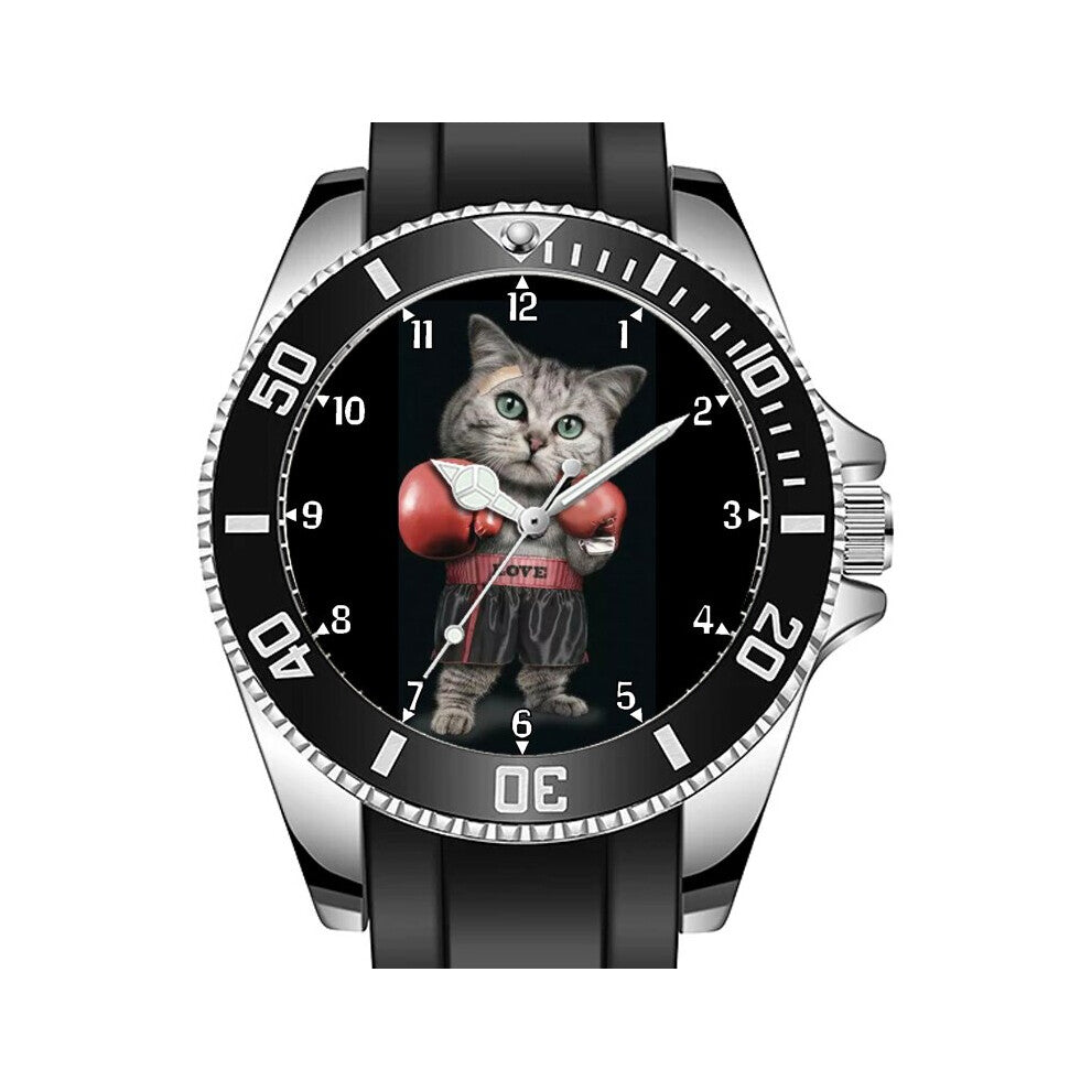Boxing Cat Kitten Novelty Art Sporty Unique Stylish Wrist Watch