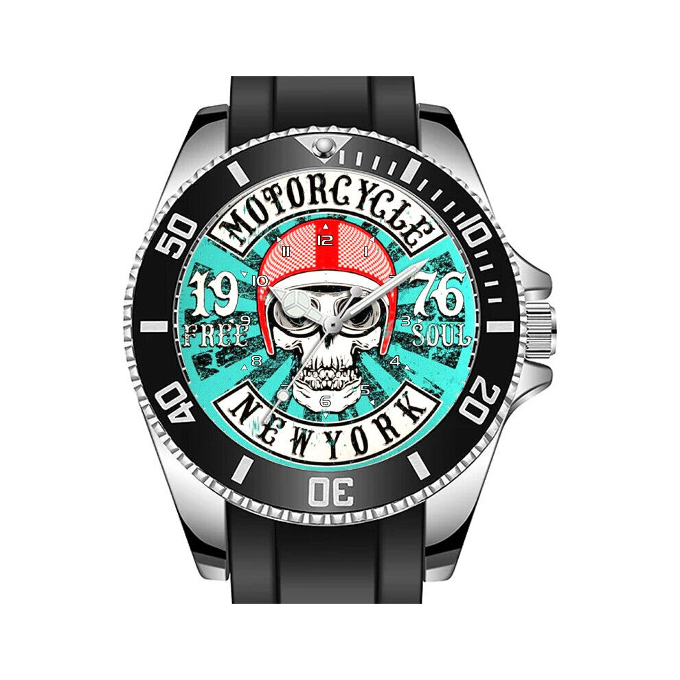 Skull Biker Art 1976 Motorcycle Sporty Unique Stylish Wrist Watch
