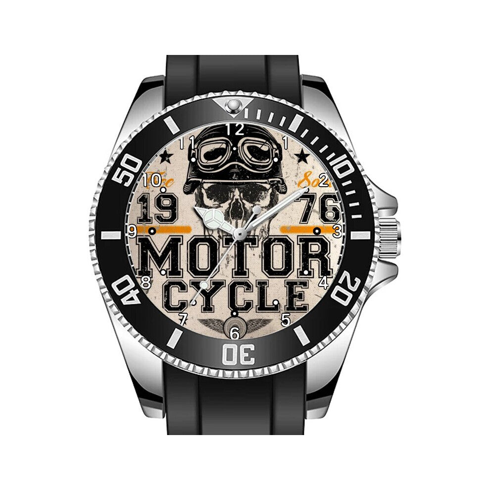 Skull Biker Art Logo 1976 Motorcycle Sporty Unique Stylish Wrist Watch