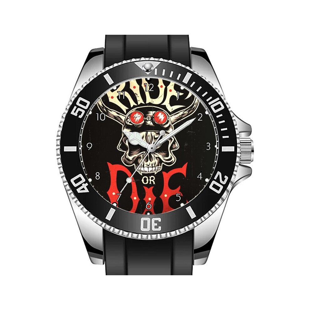 Skull Biker Ride Or Die Biker Art Sporty Unique Stylish Wrist Watch
