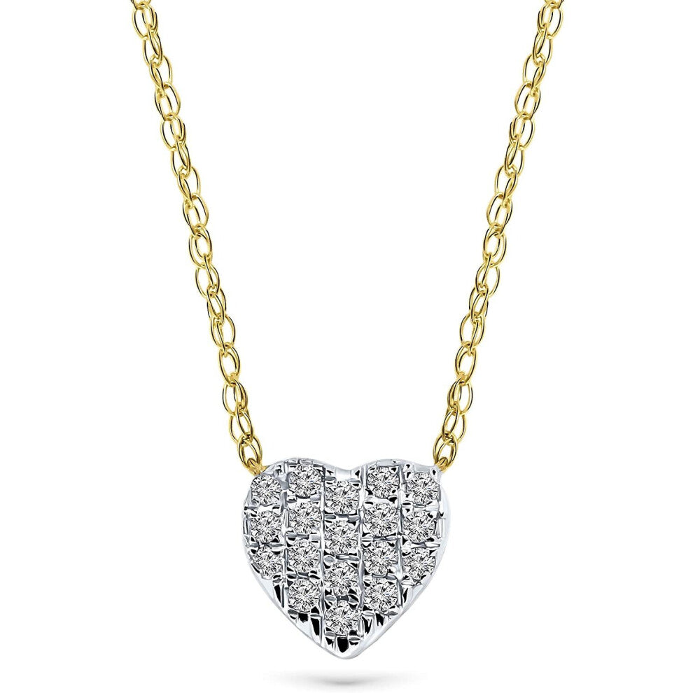 Miore Jewellery Women's 0.09 Carat Diamond Necklace with Heart Pendant Made of Diamonds Brilliant Chain in Yellow Gold - White Gold 18 Carat - 750