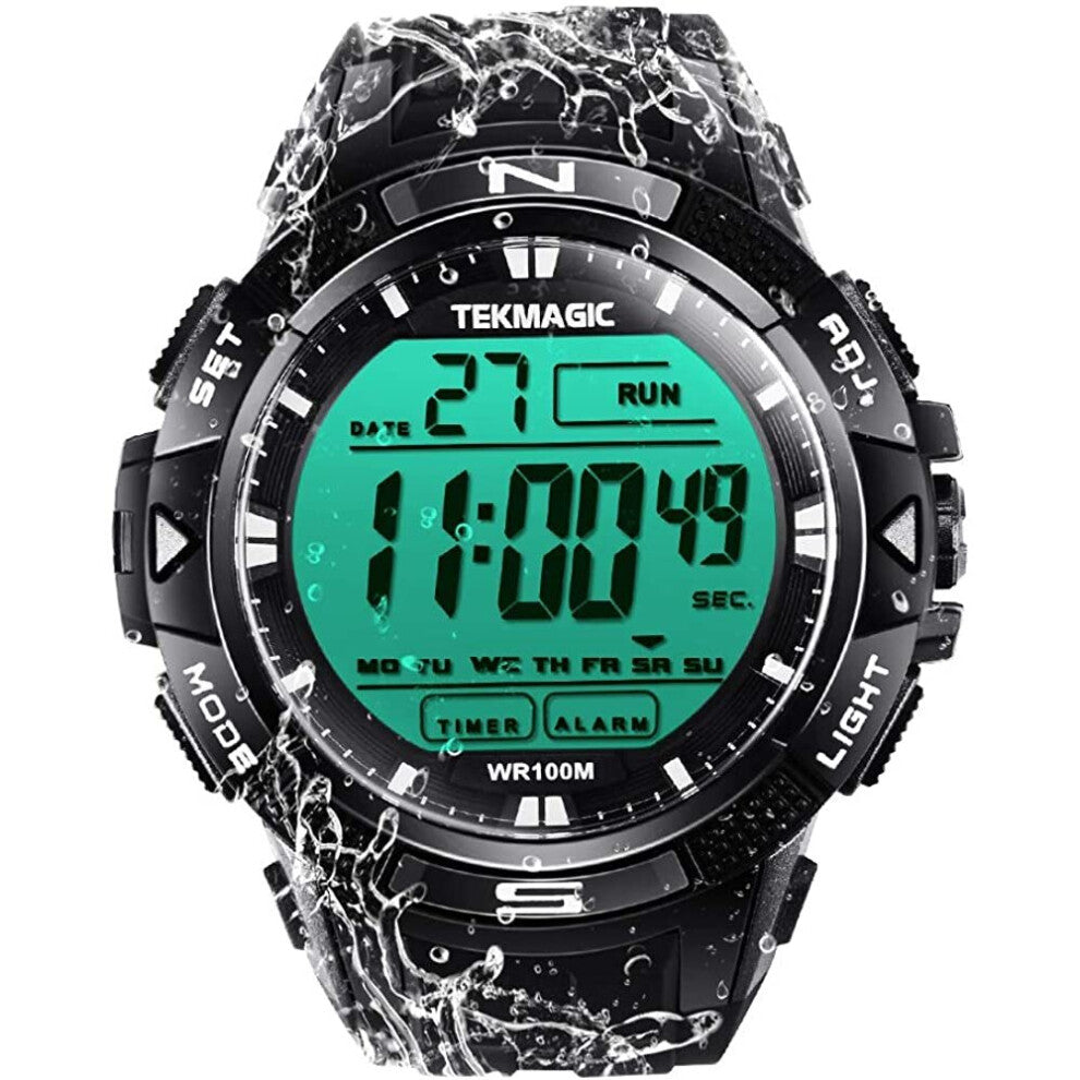 10 ATM Luminous Waterproof Scuba Diving Water Watch with Stopwatch and Alarm Functions, Support Dual Time Zone Display, Timer Count Down, 12-24 Hour