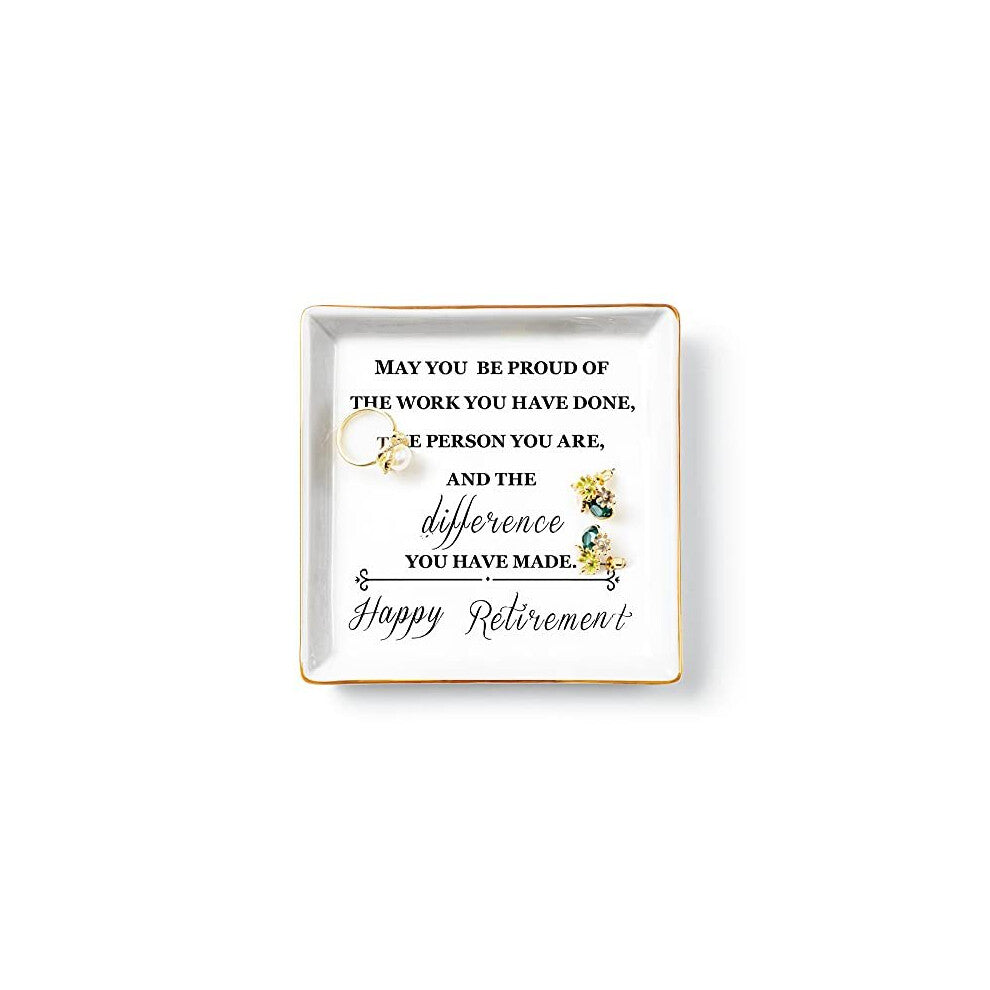 Titanape Happy Retirement Gifts for Women, Ring Dish Trinket Dish Jewellery Holder  Leaving Present Retirement Appreciation Gifts for Colleagues