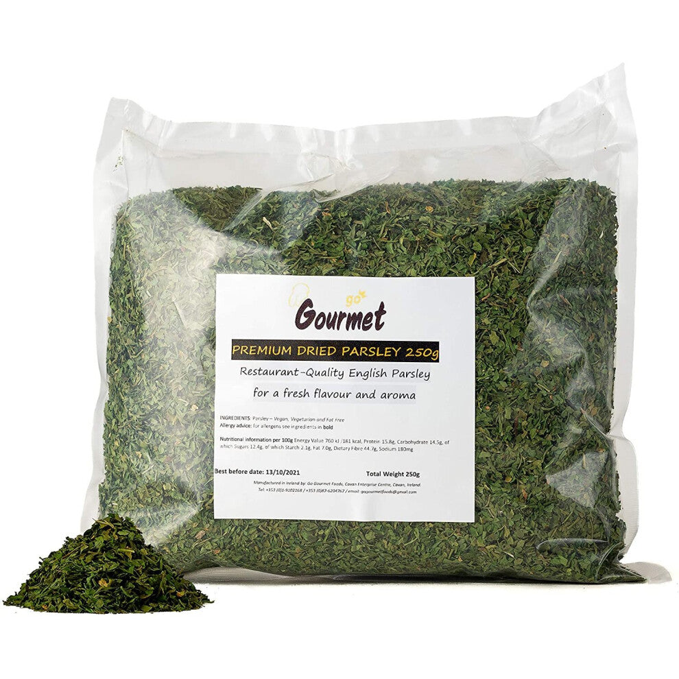Go Gourmet Dried Parsley Flakes for Food Pantry - Restaurant-Quality English Herb Seasoning for Fresh Flavour and Aroma - Use to Season Soups, Sauces,