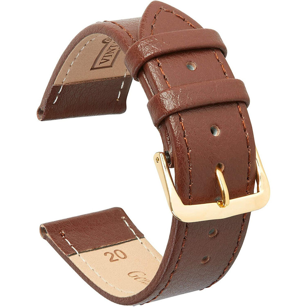 VintageTime Watch Straps - Buffalo Grain Calf Leather Replacement Watch Bands | 18mm, 20mm, 22mm