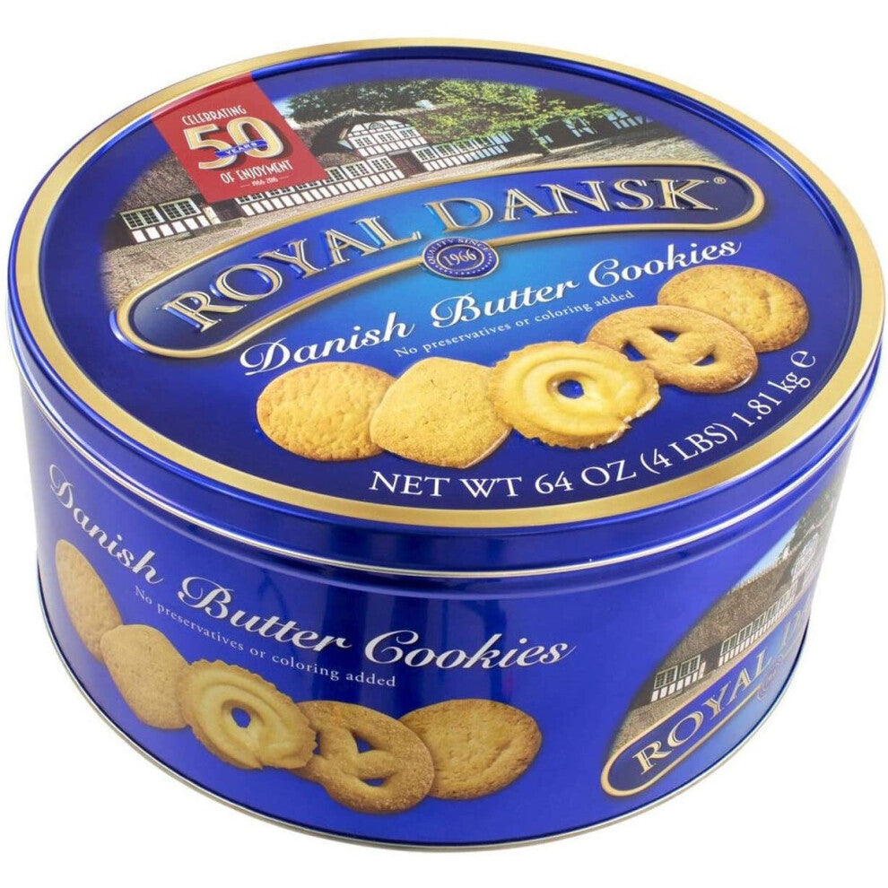 Royal Dansk Danish Butter Cookies Tin 1.81kg – About 240 Cookies, 100% Pure Butter, Gift-Worthy & Shareable