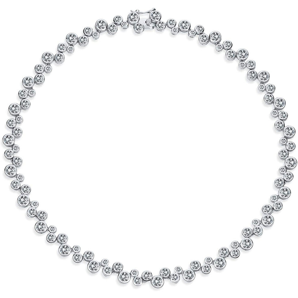 Bling Jewelry Bridal Zig Zag Geometric Cubic Zirconia Bubble Bezel Statement AAA CZ Tennis Necklace for Women