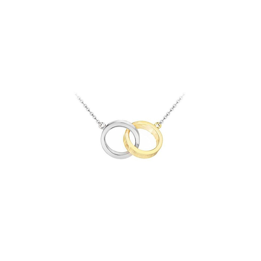 Carissima Gold 9 ct 2 Colour Gold Intertwined Rings Adjustable Pendant Necklet of Length 42 cm-17 inch-46 cm-18 inch