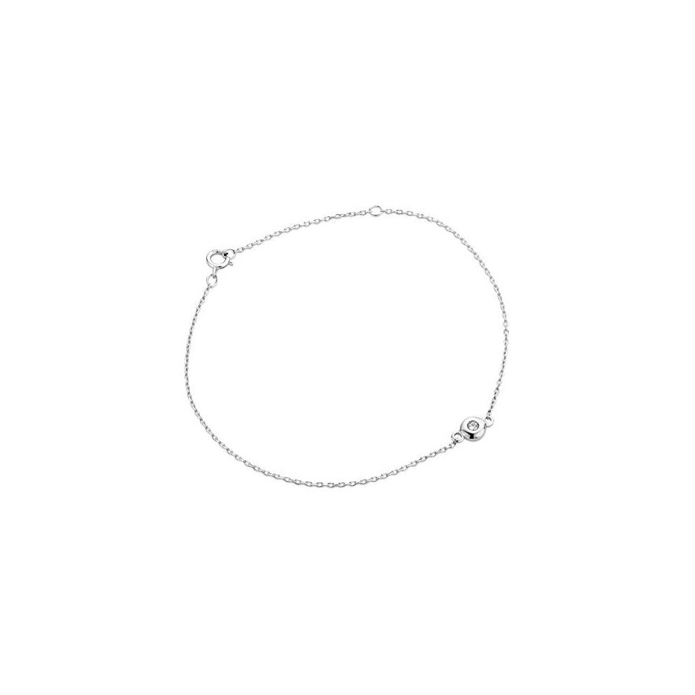 Miore Diamond Bracelet Women's Anchor Chain with Solitaire Diamond 0.03 Carat White Gold 9 Carat - 375 Gold, Length 18.5 cm Jewellery
