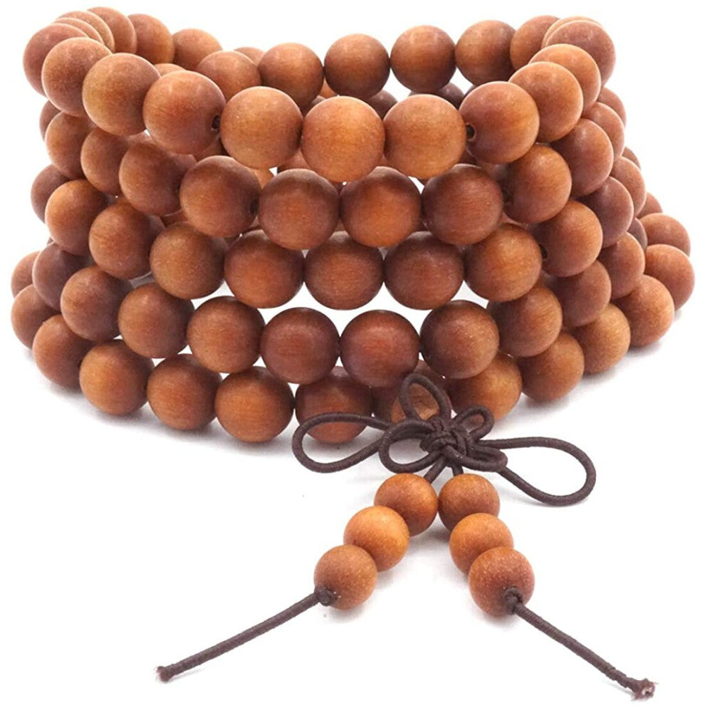 8MM 108 Prayer Beads Mala Bracelet Sandalwood Tibetan Buddhist Buddha Meditation Necklace-bracelet