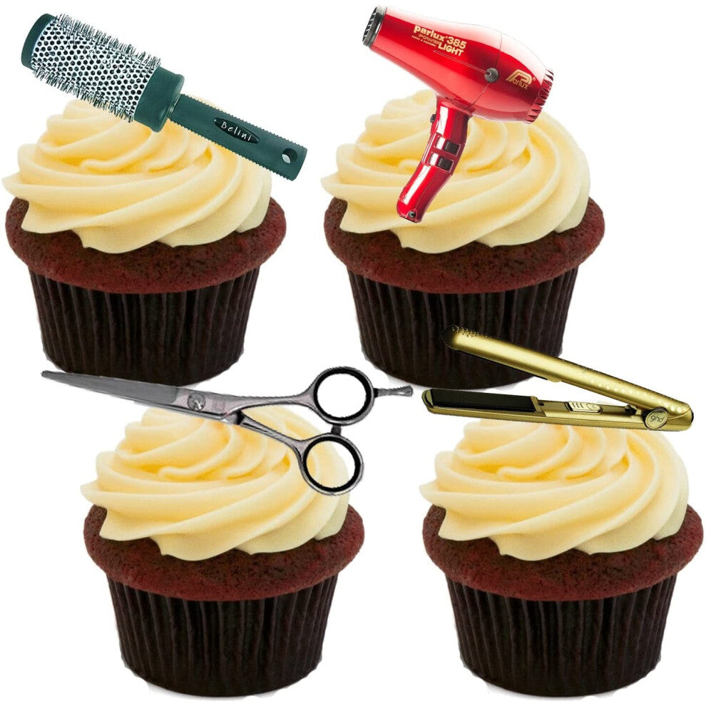 Made4You Hairdresser Edible Cupcake Toppers - Stand-up Wafer Cake Decorations (Pack of 12)