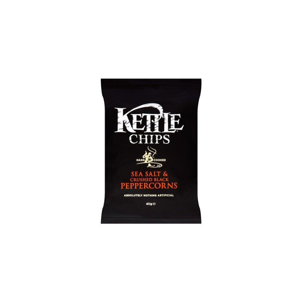KETTLE Chips Sea Salt & Crushed Black Peppercorns 40g (Pack of 18 x 40g)