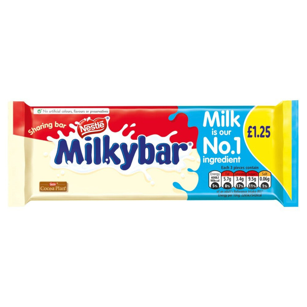 Milkybar Cookies and Cream White Chocolate Sharing Bar 90g(Pack of 14)