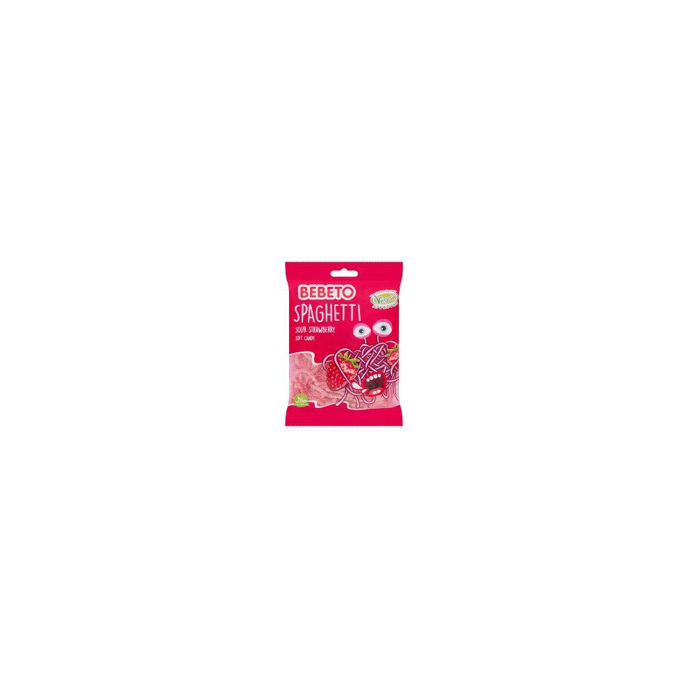 Bebeto Spaghetti Sour Strawberry Soft Candy 70g (Pack of 20)