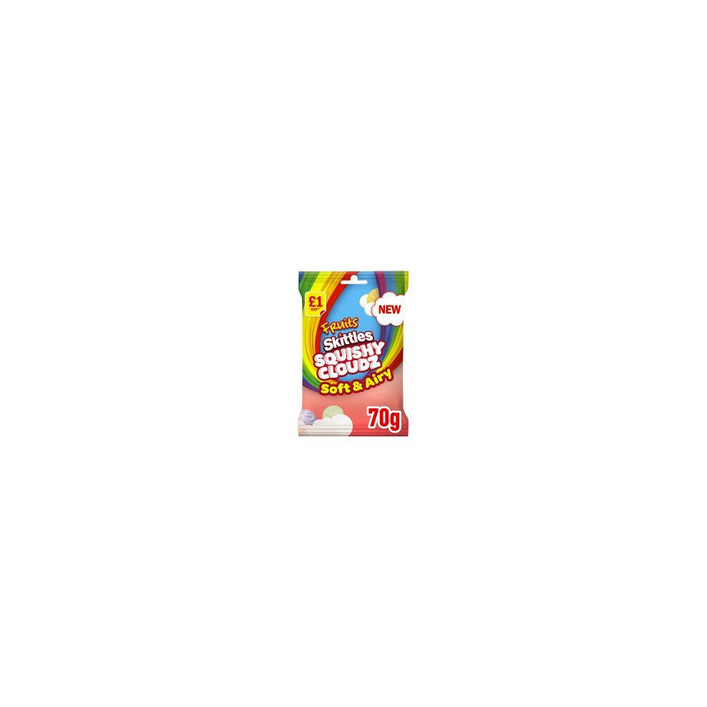 Skittles Squishy Cloudz Fruit Sweets Treat Bag 70g (Pack of 12)