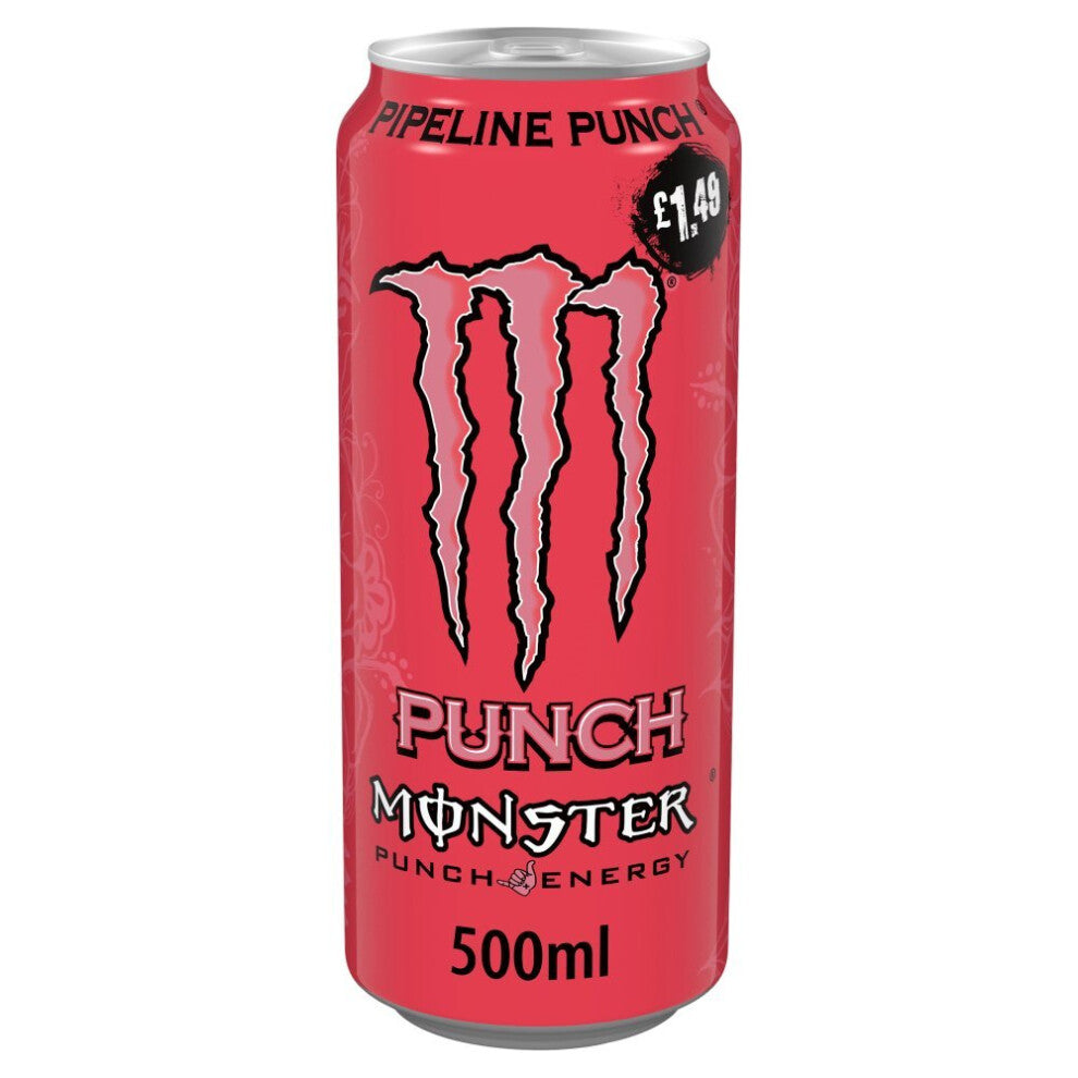 Monster Pipeline Punch Energy Drink 500ml (Pack of 12) - GMO Free, Gluten Free, Allergen Free + L-Carnitine, Taurine, Inositol & B Vitamins