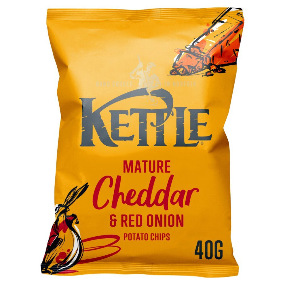 KETTLE Chips Mature Cheddar & Red Onion 40g (Pack of 18)