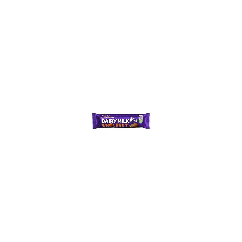 Cadbury Dairy Milk Whole Nut 45g Bar with Hazelnuts - 100% Sustainably Sourced Cocoa, Suitable for Vegetarians (Pack of 48)