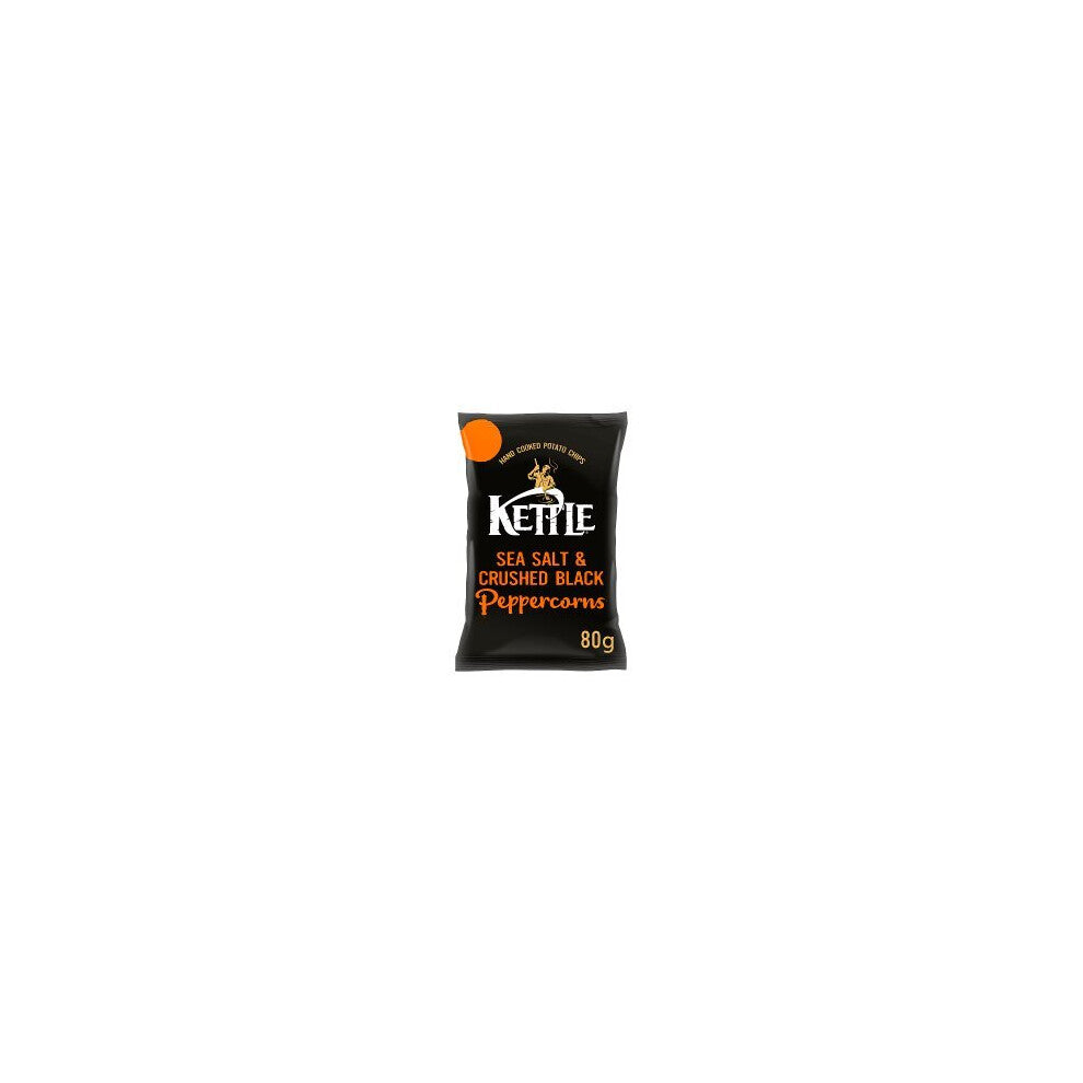 KETTLE Chips Sea Salt & Crushed Black Peppercorns 80g (Pack of 12)