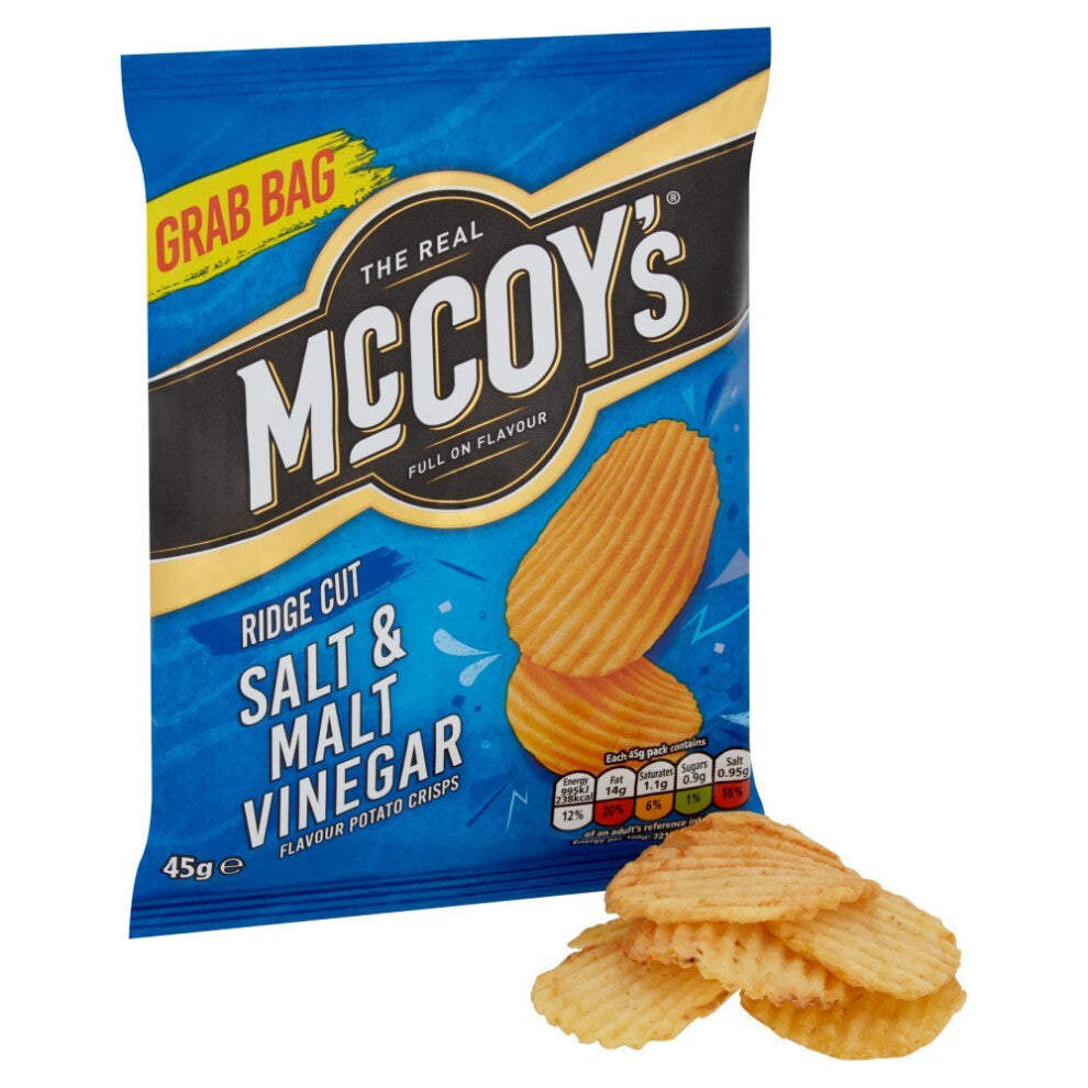 McCoy's Ridge Cut Salt&Malt Vinegar Flav Potato Crisps45g (Pack of 26)