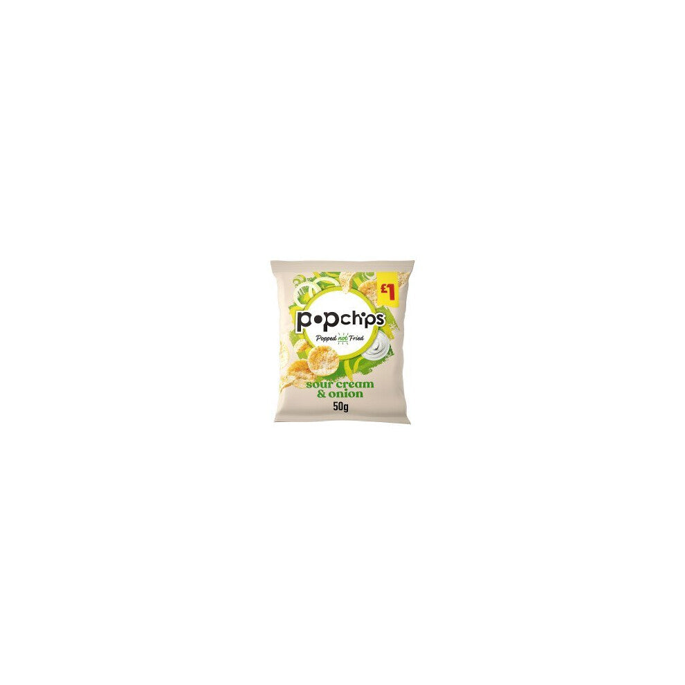 Popchips Sour Cream & Onion Flavour Potato Snacks 50g (Pack of 16)
