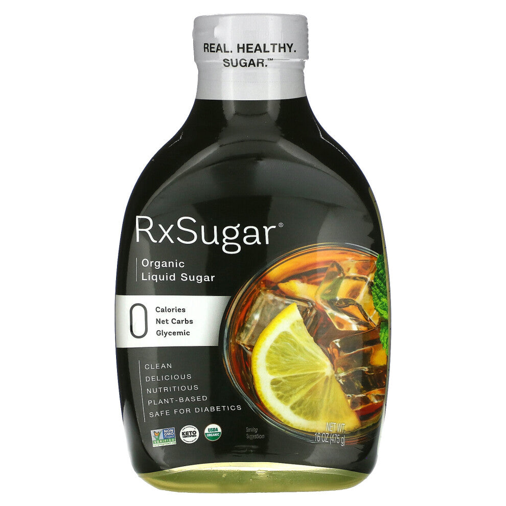 RxSugar Organic Liquid Sugar, 16 oz (475 g) - Pure Organic Syrup for Coffee, Baking & Beverages