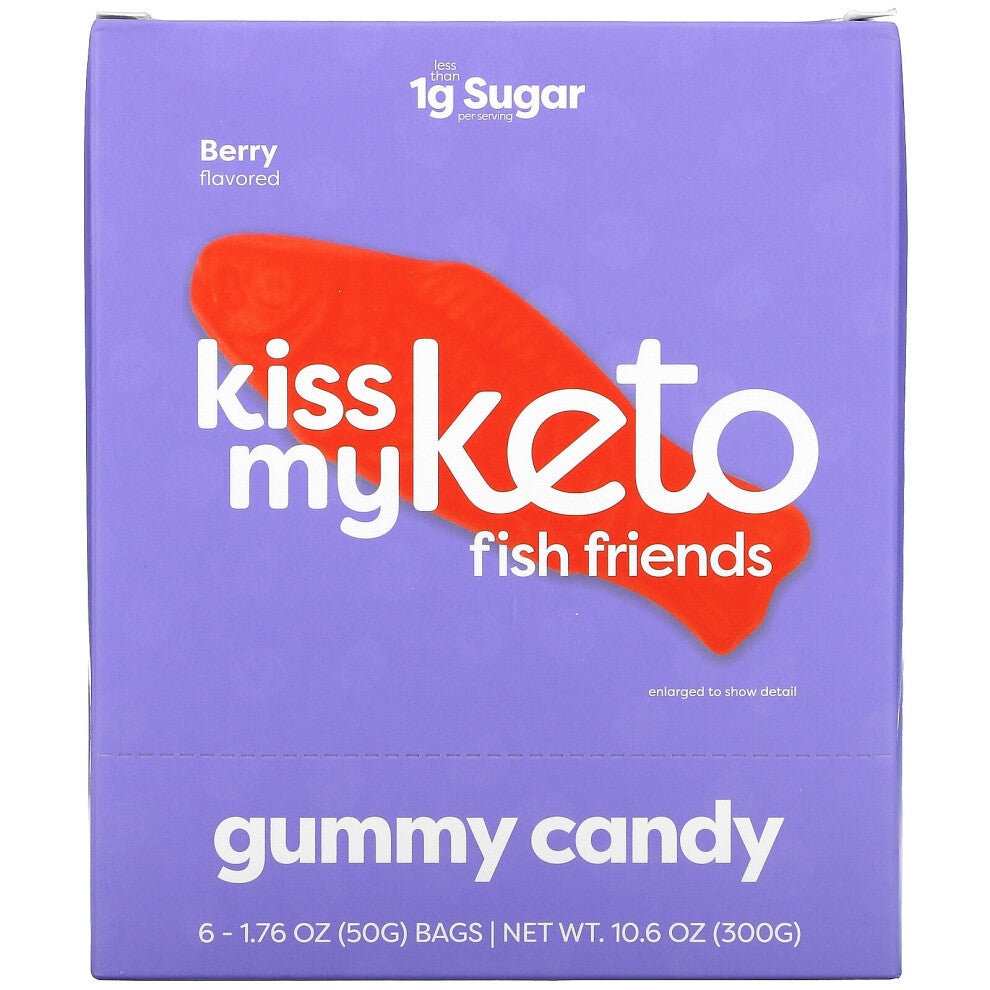 Kiss My Keto, Fish Friends Gummy Candy, Berry, 6 Bags, 1.76 oz ( 50 g) Each