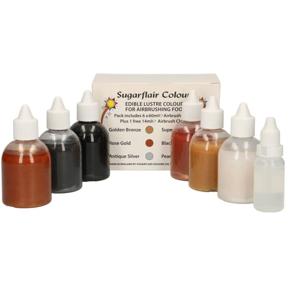 Sugarflair Glitter Airbrush Colours Set 6 x 60ml