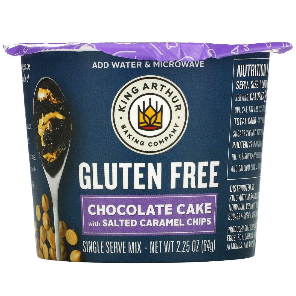 King Arthur Flour, Chocolate Cake with Salted Caramel Chips, Gluten Free, 2.25 oz (64 g)