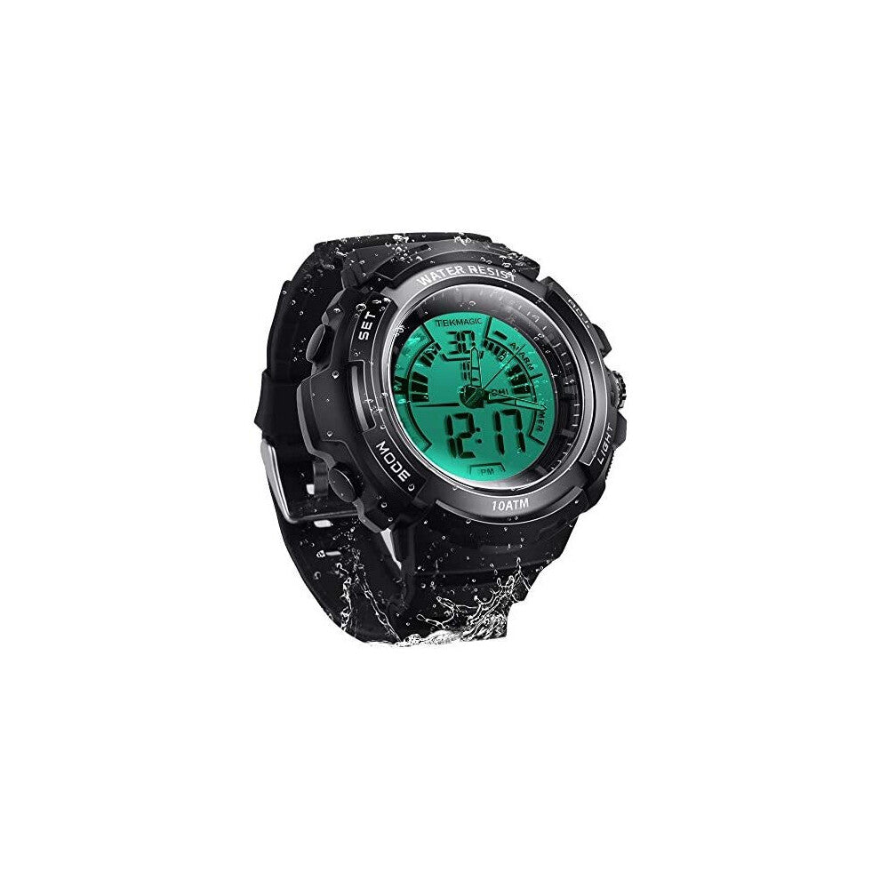 10 ATM Digital Submersible Diving Watch 100m Water Resistant Swimming Sport Wristwatch Luminous LCD Screen with Stopwatch Alarm Function