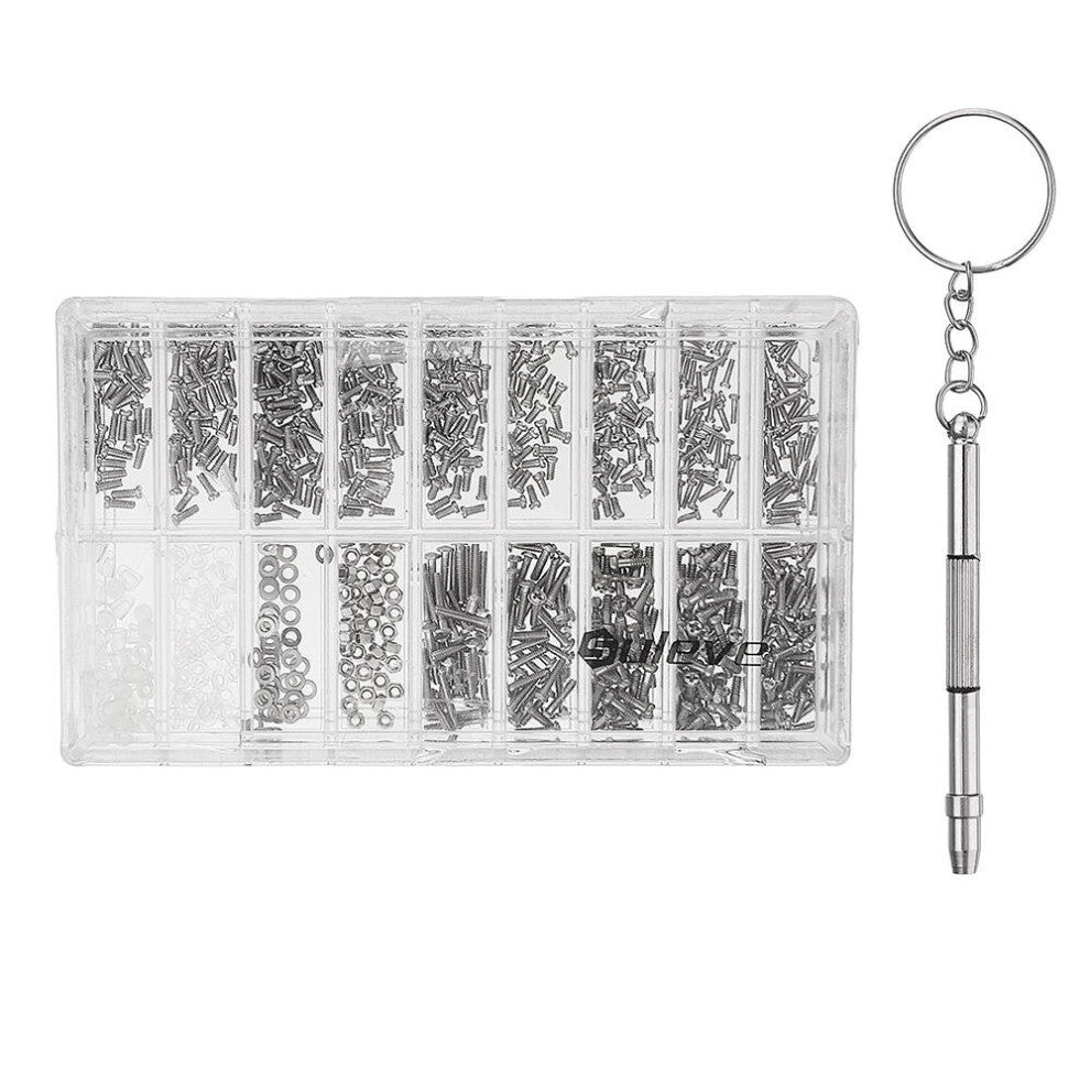 1000Pcs Glasses Sun Glassess Watches Pad Screw Nut Kit with Screwdriver Repairtools