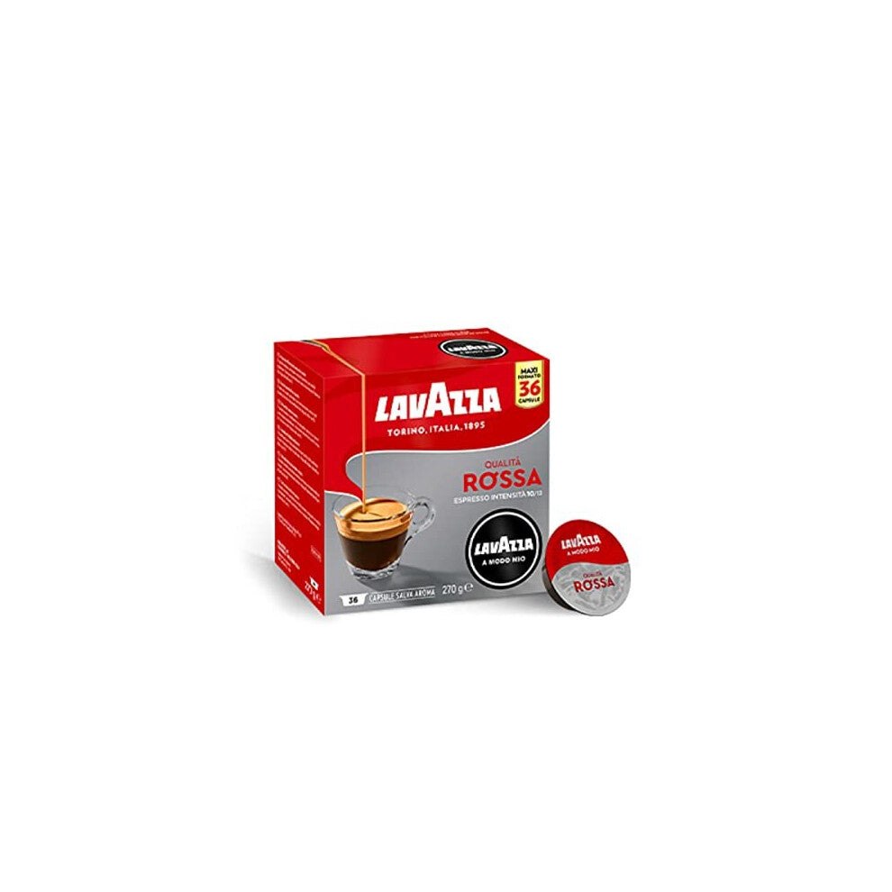 Lavazza A Modo Mio Qualità Rossa, Coffee Capsules, Arabica and Robusta, Full and Sustained Taste, Intensity 10-13, Medium Roasting, Perfect for a