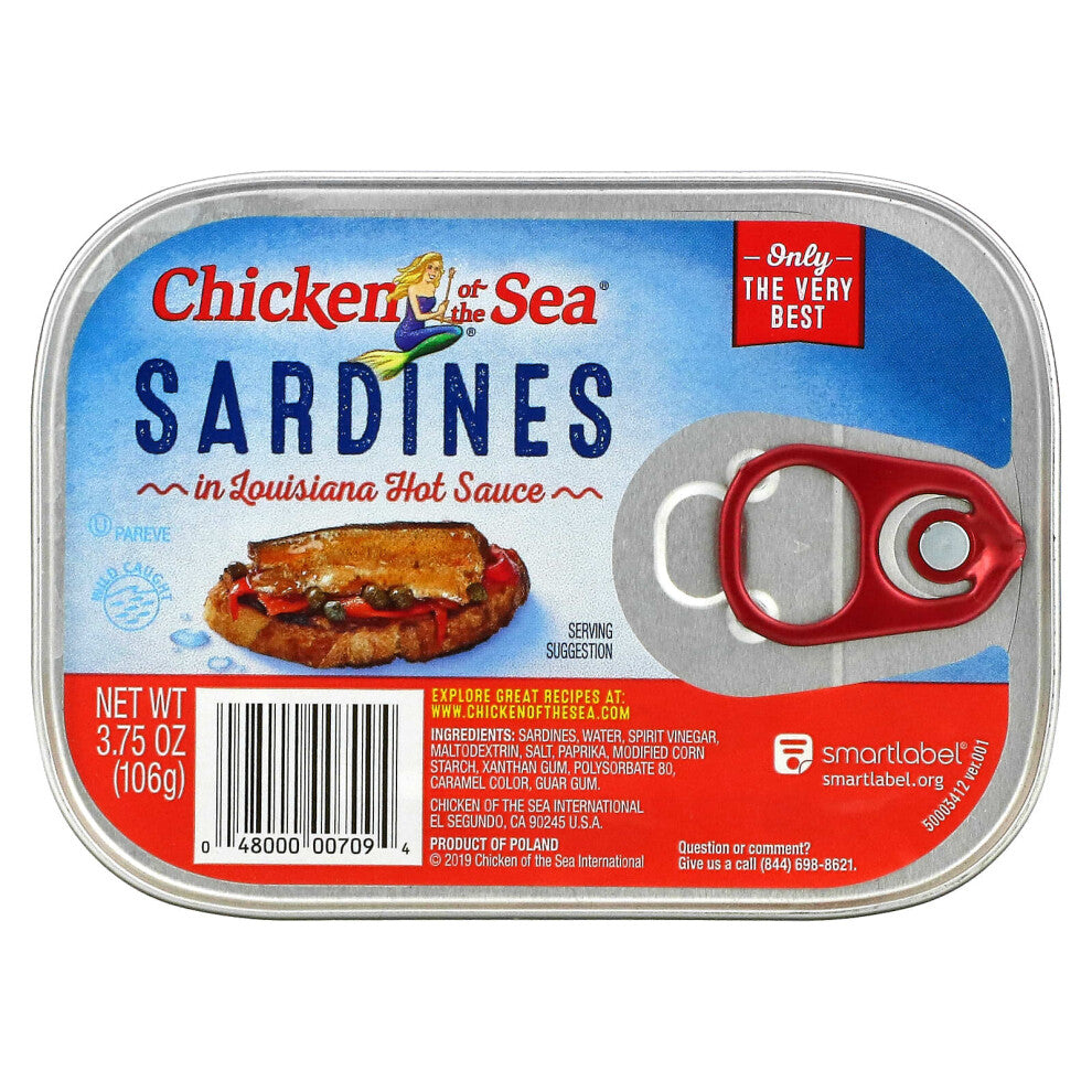 Chicken of the Sea, Sardines, In Louisiana Hot Sauce, 3.75 oz (106 g)