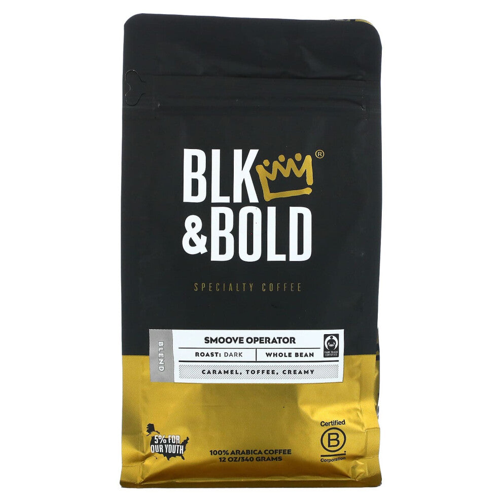 BLK & Bold, Specialty Coffee, Smoove Operator, Whole Bean, Dark Roast, 12 oz (340 g)