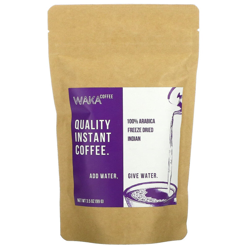 Waka Coffee, 100% Arabica Instant Coffee, Freeze Dried Indian, Light Roast, 3.5 oz (99 g)