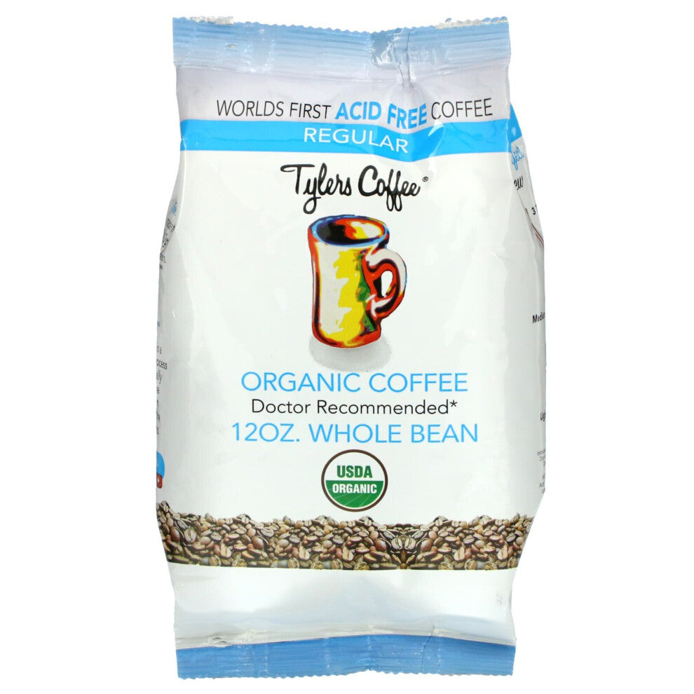 Tylers Coffees, Organic Coffee, Regular, Whole Bean, 12 oz
