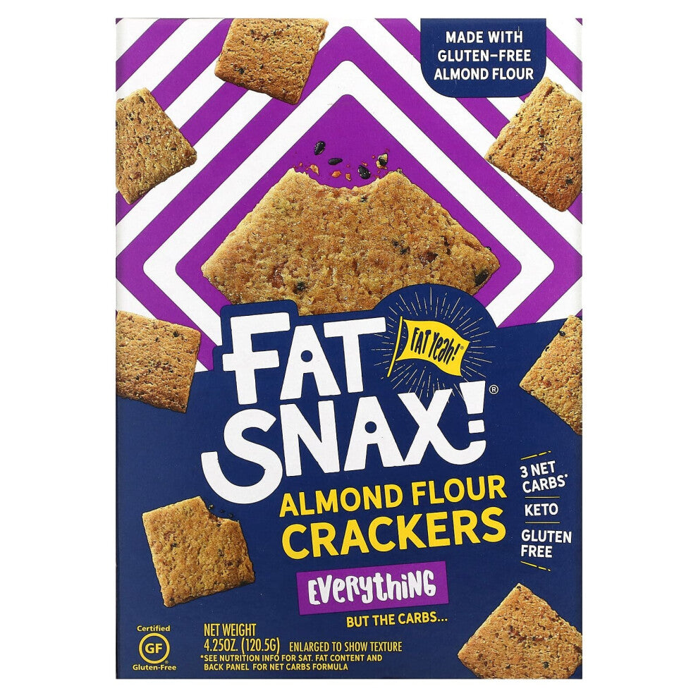 Fat Snax, Almond Flour Crackers, Everything, 4.25 oz (120.5 g)