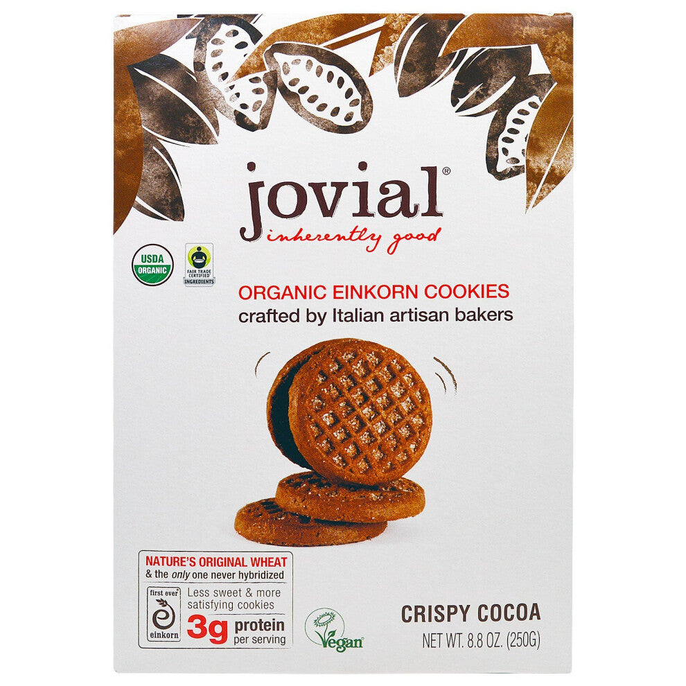 Jovial, Organic Einkorn Cookies, Crispy Cocoa, 8.8 oz (250 g)