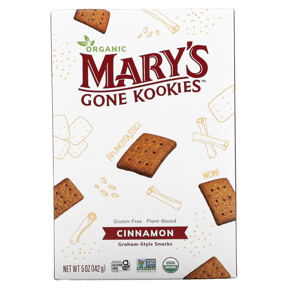 Mary's Gone Crackers, Graham Style Snacks, Cinnamon, 5 oz (142 g)