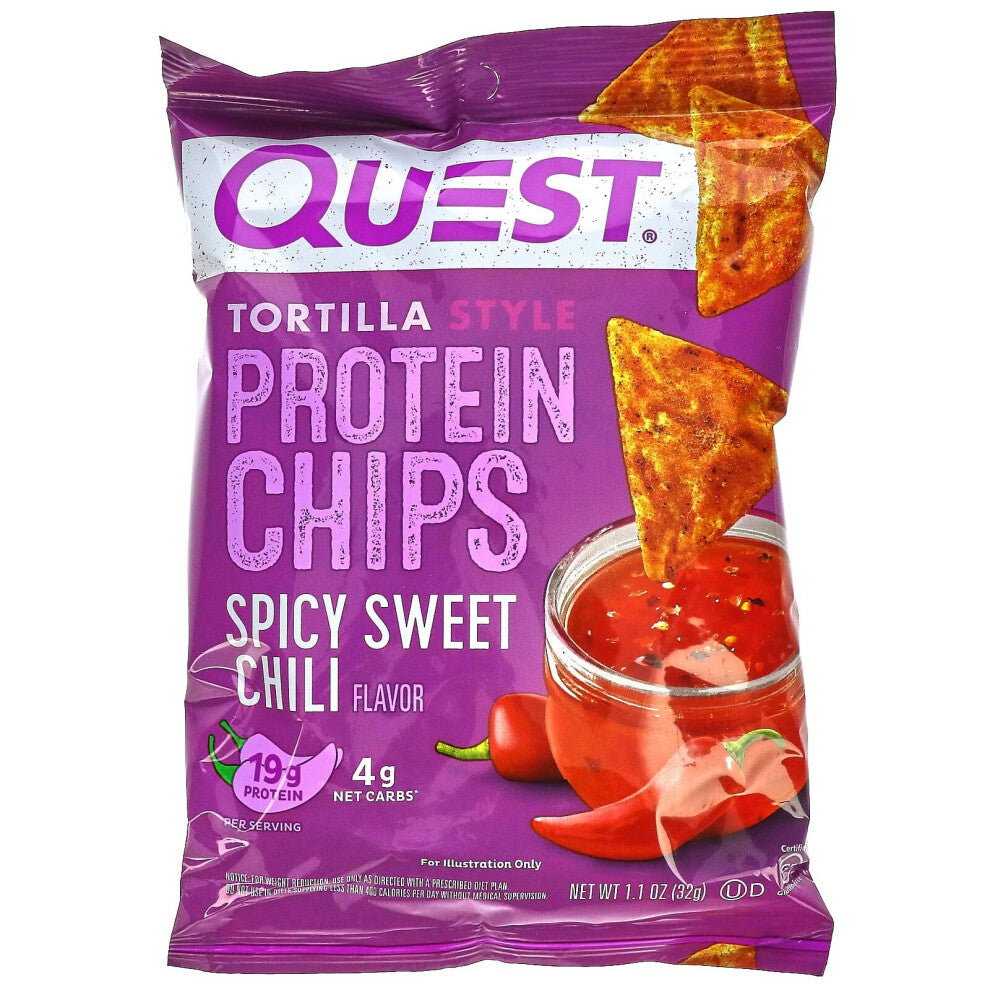 Quest Nutrition, Tortilla Style Protein Chips, Spicy Sweet Chili, 8 Bags, 1.1 oz (32 g) Each