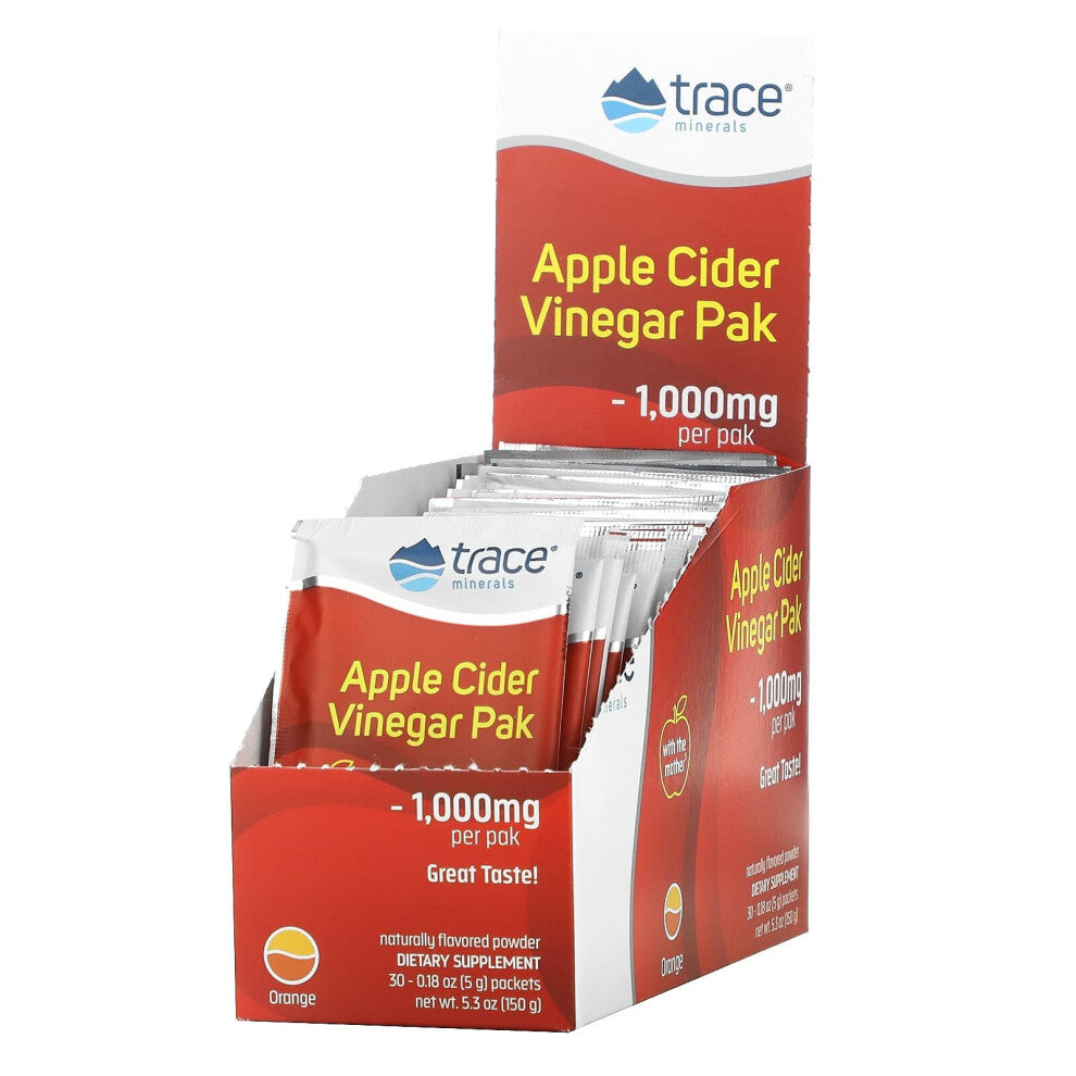 Trace Minerals , Organic Apple Cider Vinegar, Orange, 1,000 mg, 30 Packets, .18 oz (5 g) Each