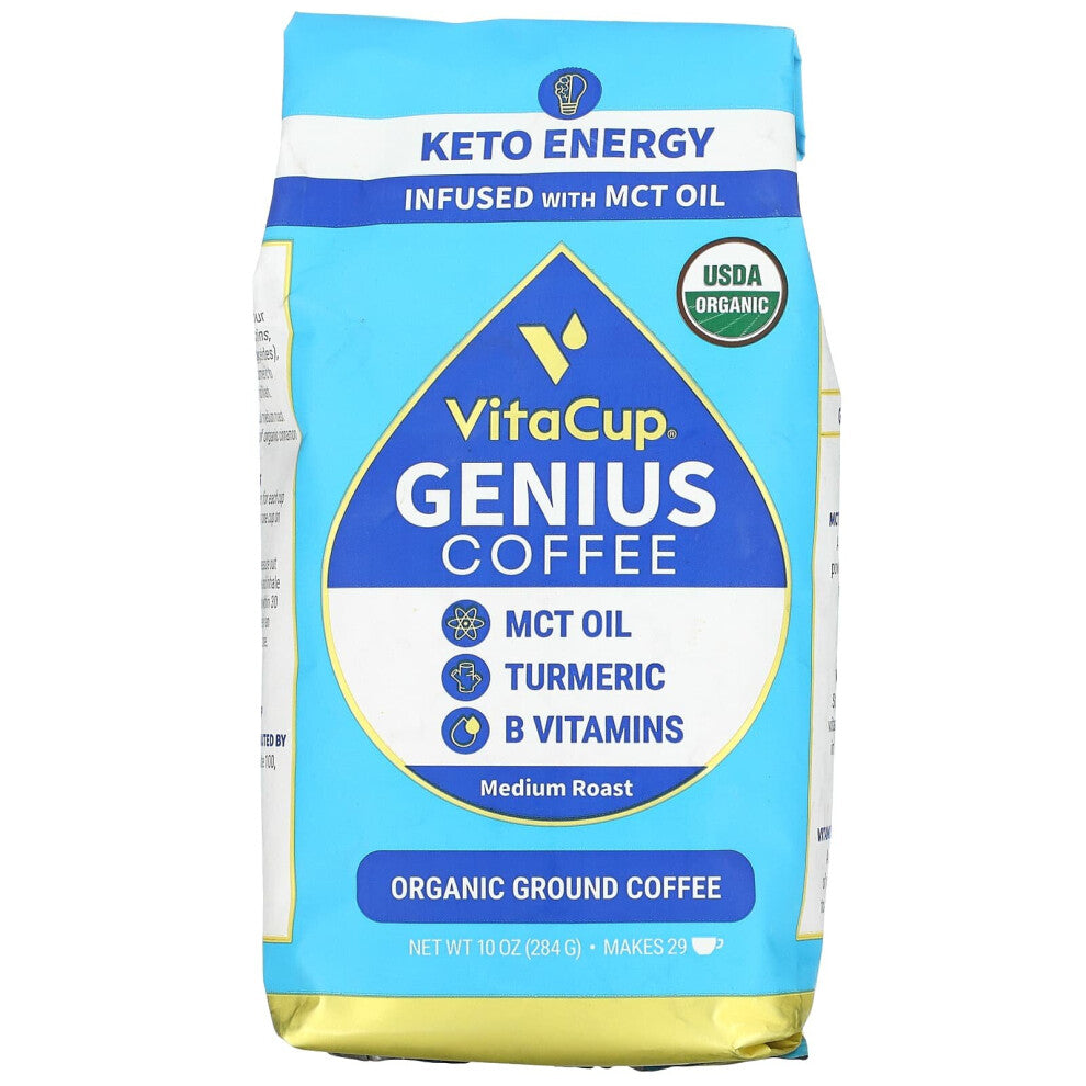 VitaCup, Organic, Genius Coffee, Ground, Medium Roast, 10 oz (284 g)
