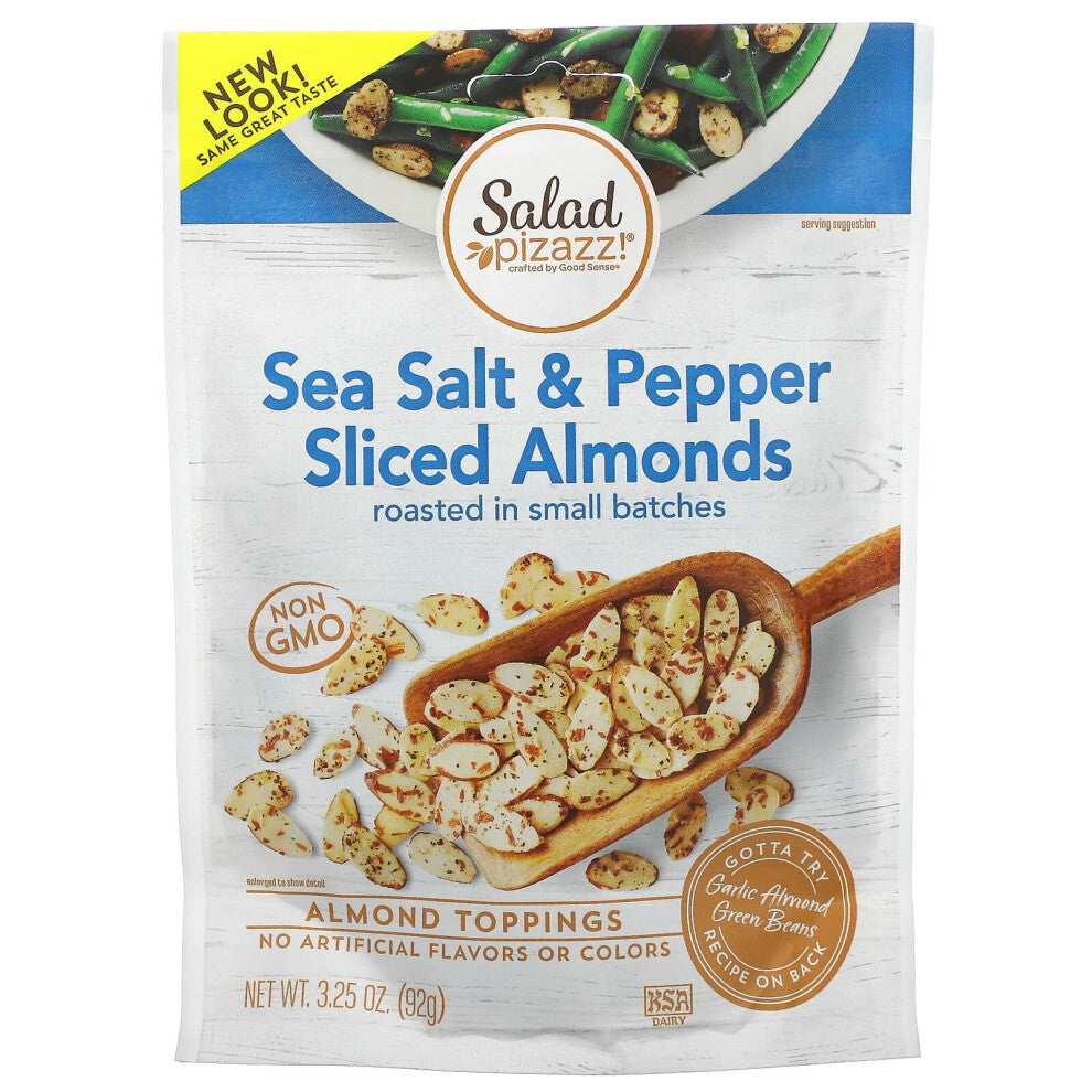 Salad Pizazz!, Almond Toppings, Sea Salt & Pepper Sliced Almonds, 3.25 oz (92 g)