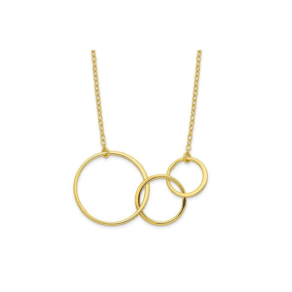 Quality Gold QGY6097-16 Sterling Silver Gold-Tone 3 Intertwined Circles with 2 in. Extension Necklace