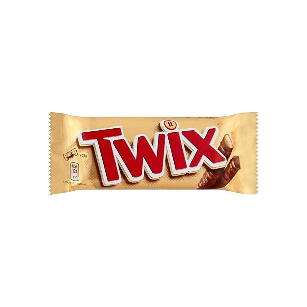 Twix Standard Twin Chocolate Bars 25 x 50g - Caramel-Covered Crunch, Party-Ready & On-the-Go Treats